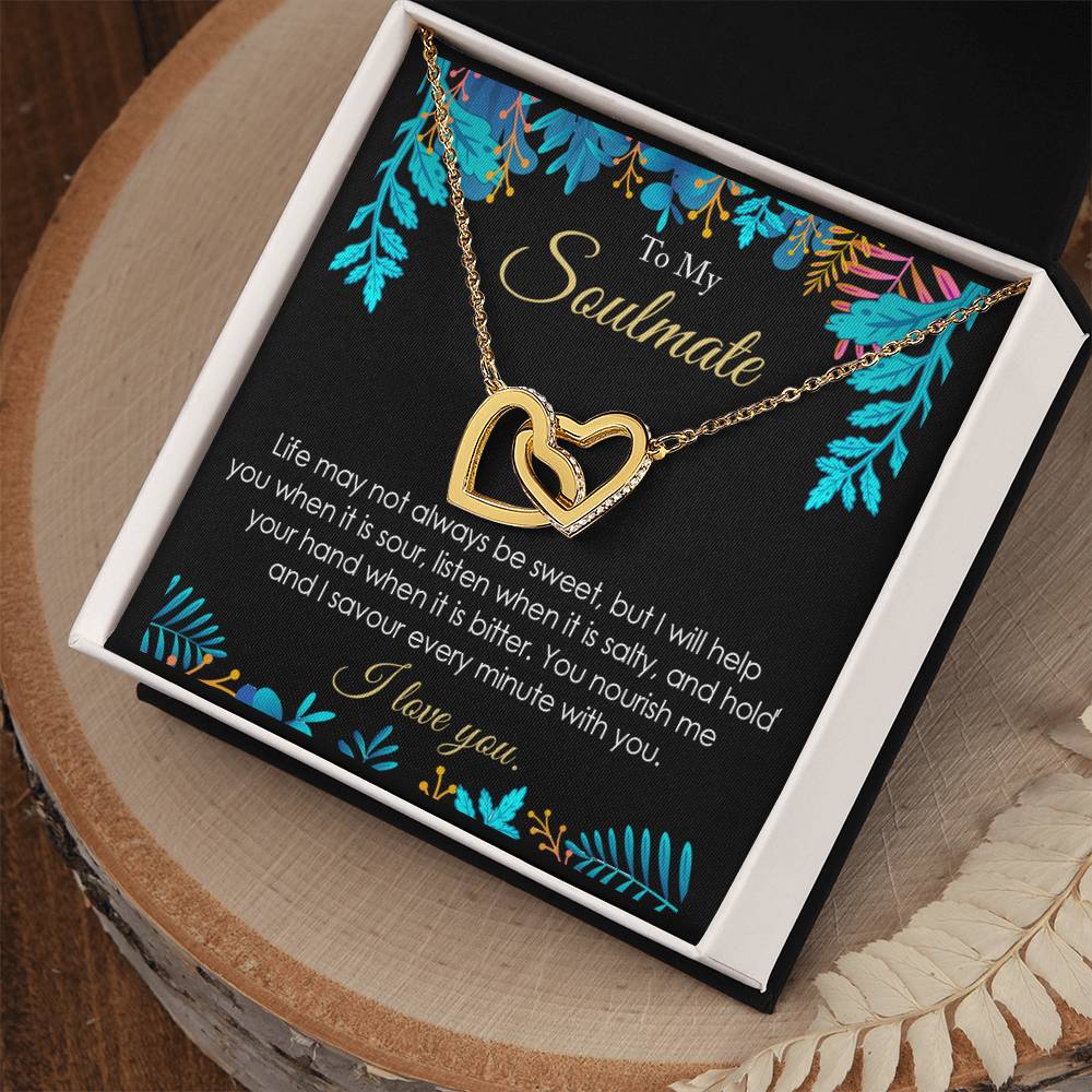 Soulmate Sweet And Sour Life Necklace Gift Friend Partner Relative Interlocking Hearts Necklace