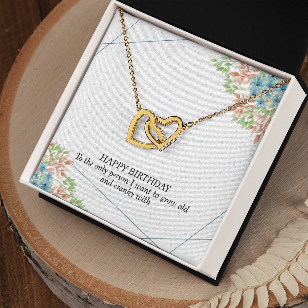 Birthday Gift For Her - I Want To Grow Old With You Necklace Interlocking Hearts Necklace