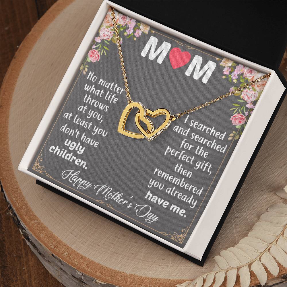 Happy Mother'S Day Mom Interlocking Hearts Necklace