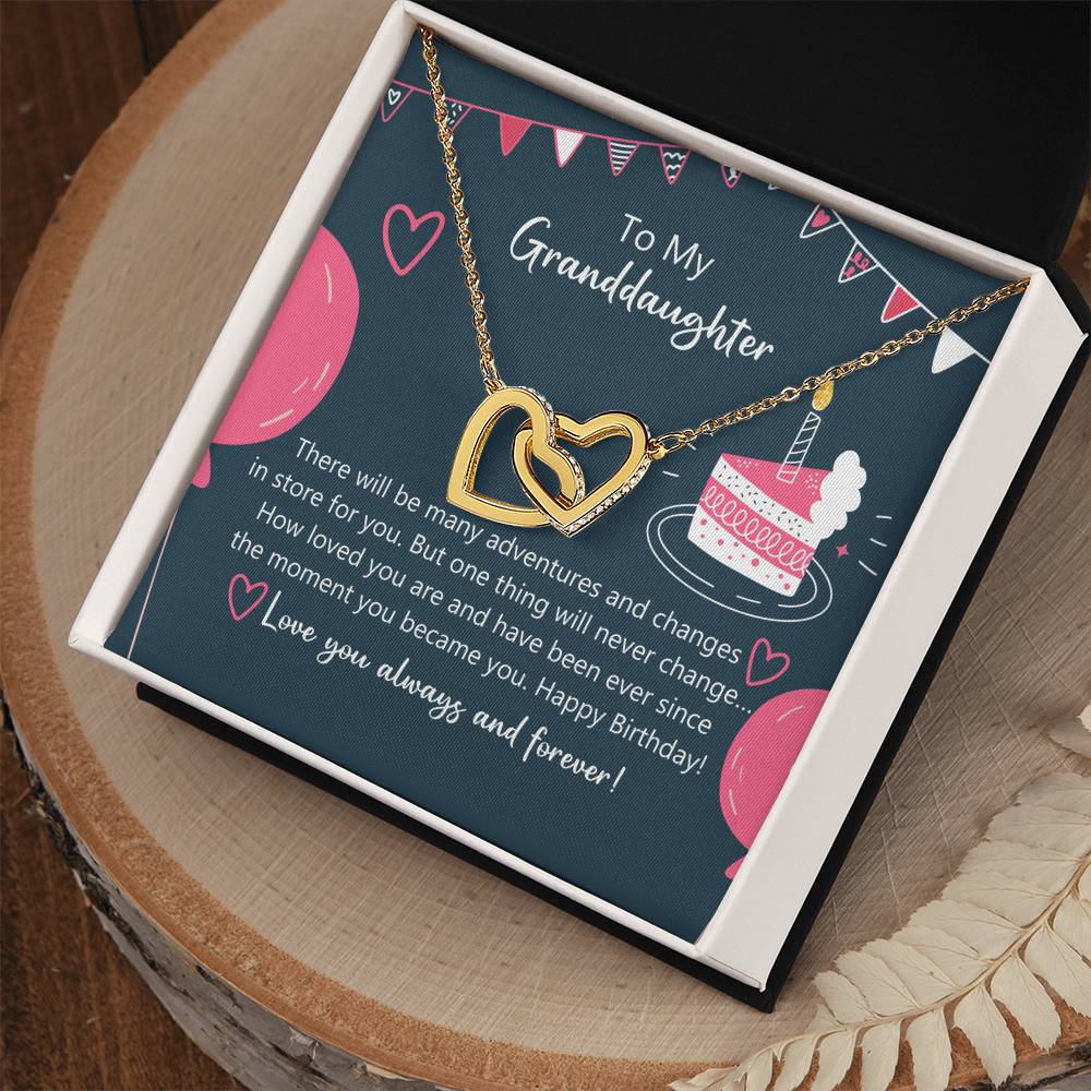 To My Granddaughter - How Lovely You Are Happy Birthday Necklace Interlocking Hearts Necklace
