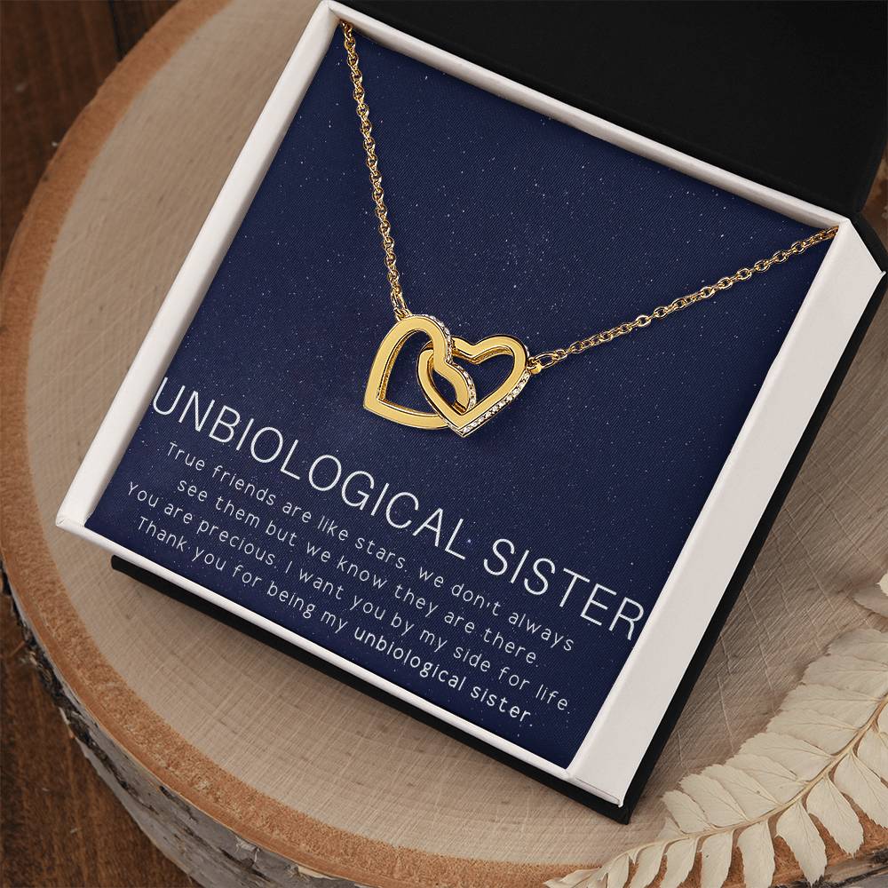 Unbiological Sister Necklace Soul Sister Sorority Sister Sister In Law Necklace Interlocking Hearts Necklace