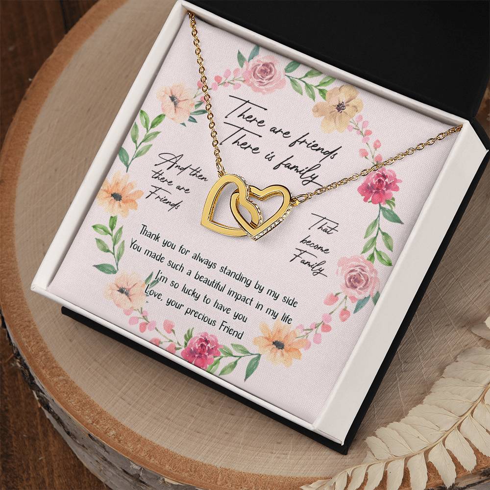 Friends Interlocking Hearts Necklace Message Card