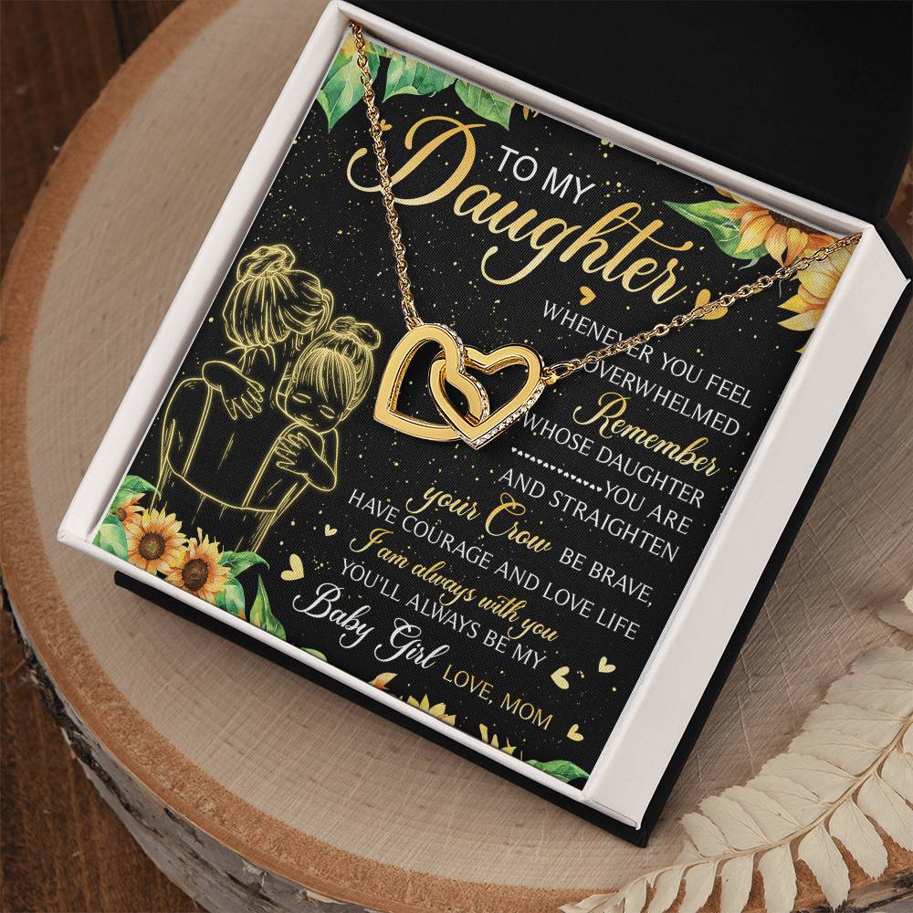 To My Daughter My Baby Girl Interlocking Hearts Necklace Birthday Message Card Gift From Mom