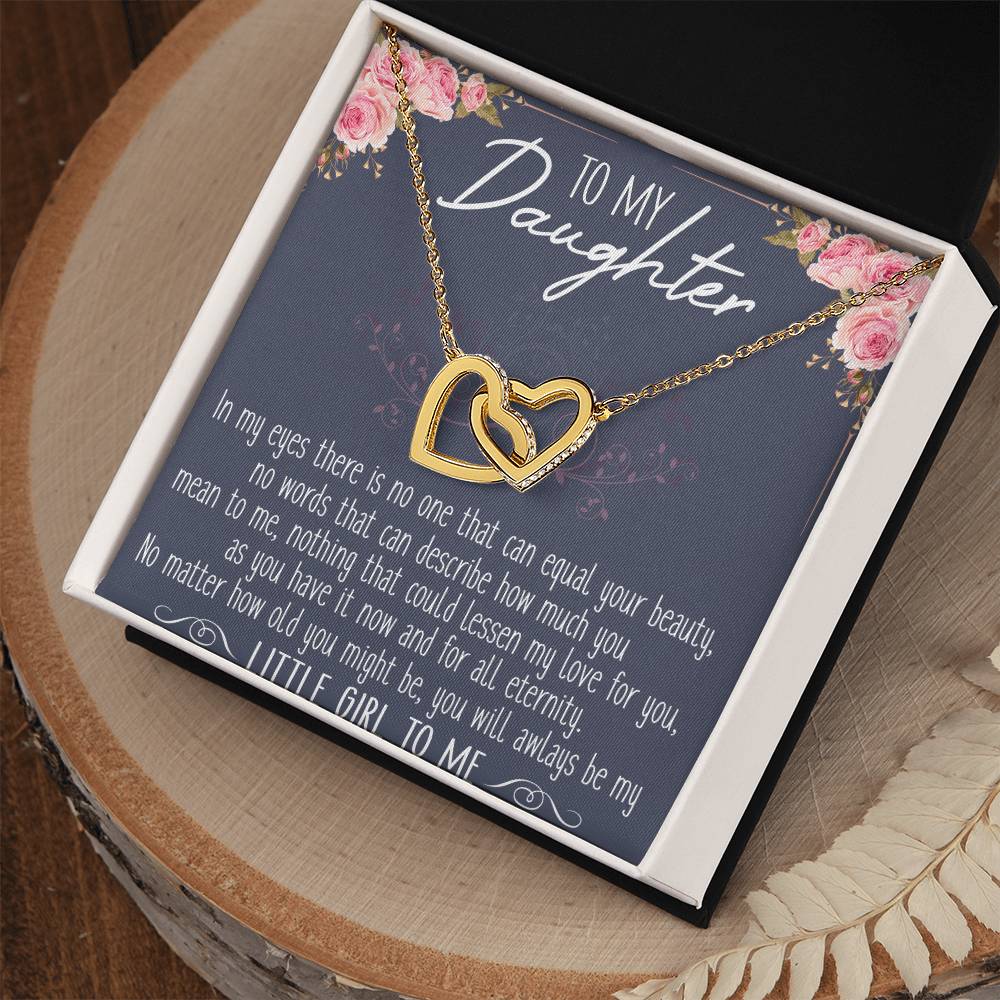 To My Daughter Interlocking Hearts Necklace Message Card