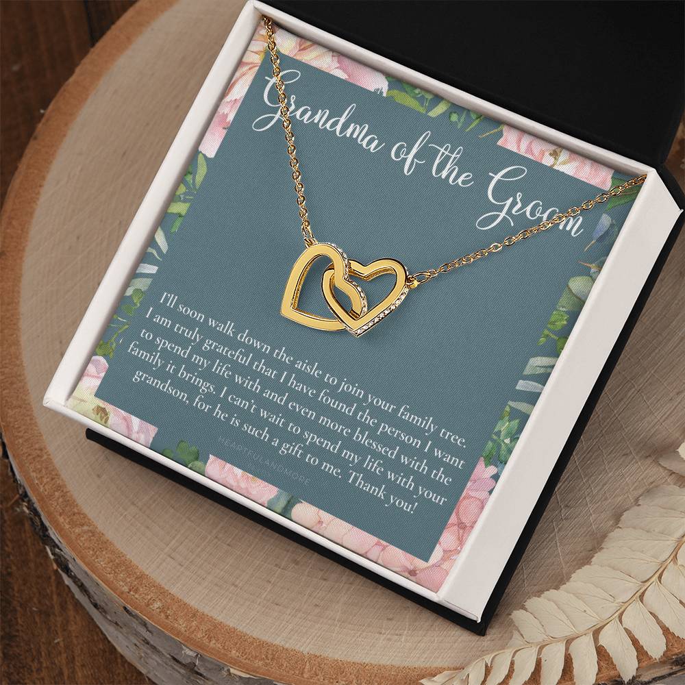 Grandmother Of The Groom Gift Necklace Grandma Wedding Gift Nana Bridal Shower Rehearsal Dinner Thank You Gift Interlocking Hearts Necklace