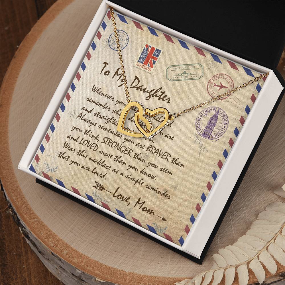 To My Daughter Email Letter Interlocking Heart Necklace Birthday Message Card Interlocking Hearts Necklace