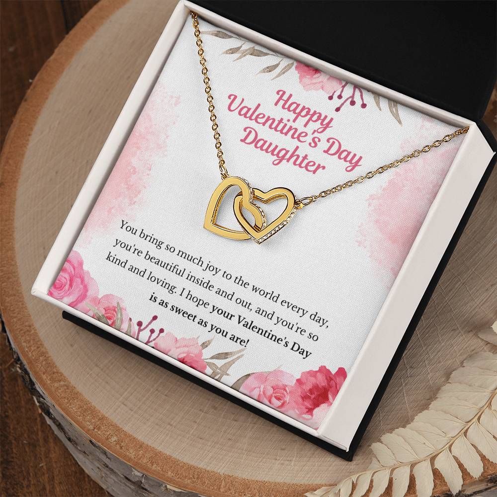 Valentine'S Gift For Daughter- Hope Your Valentine'S Day Is As Sweet As You Are Interlocking Hearts Necklace