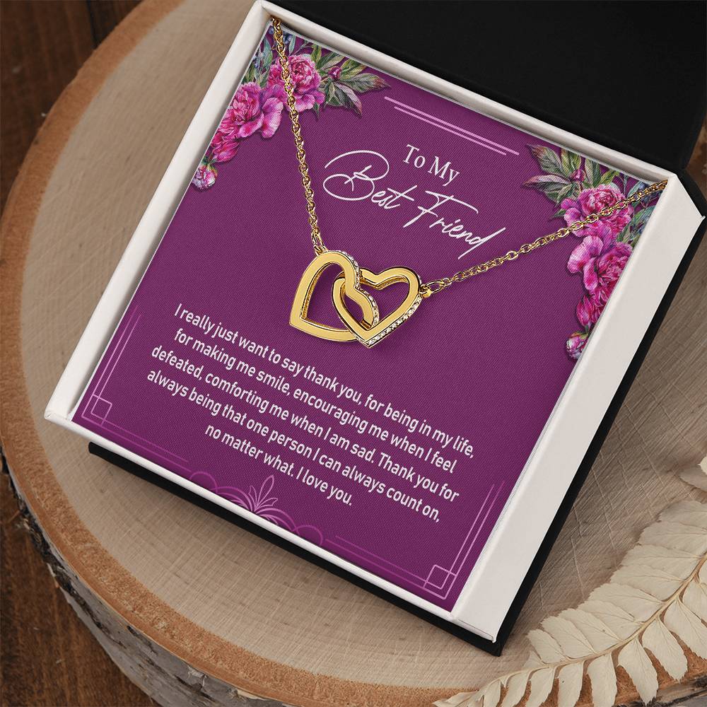 To My Best Friend Interlocking Hearts Necklace Birthday Gift