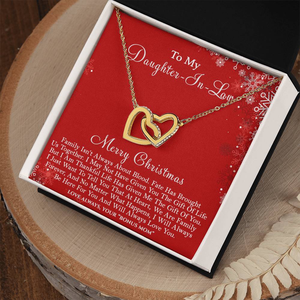 To My Daughter-In-Law Merry Christmas - Life Has Given Me The Gift Of You - Hearts Necklace Interlocking Hearts Necklace