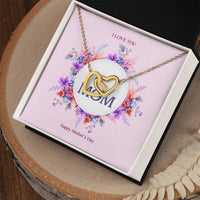 Happy Mother'S Day - Two Hearts Embellished With Cubic Zirconia Stones Interlocking Hearts Necklace