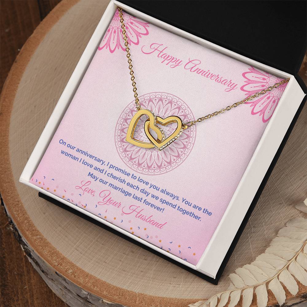 Anniversary Gift For Wife Interlocking Hearts Necklace