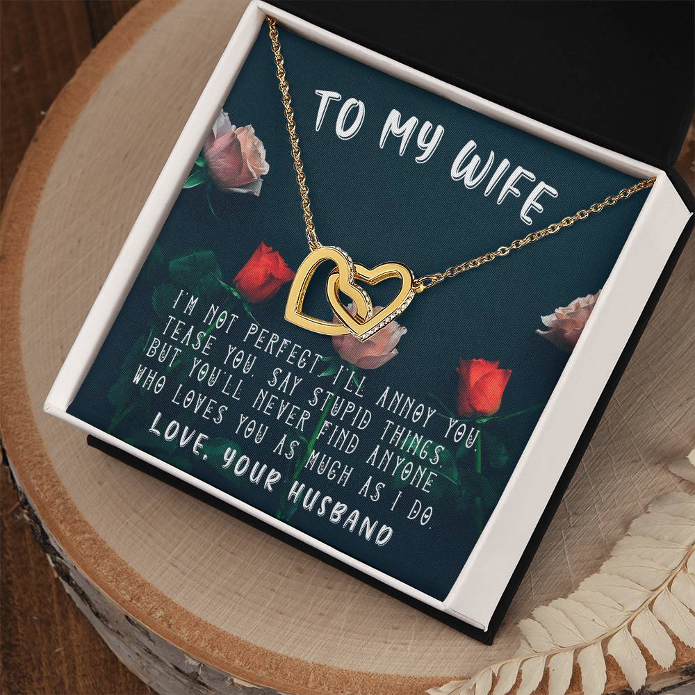 Husband To Wife - I'M Not Perfect Interlocking Hearts 3D Necklace Interlocking Hearts Necklace