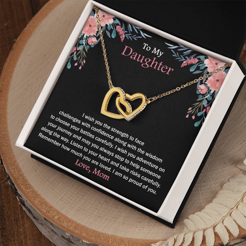 To My Daughter - Remember How Much You Are Loved - Necklace Interlocking Hearts Necklace