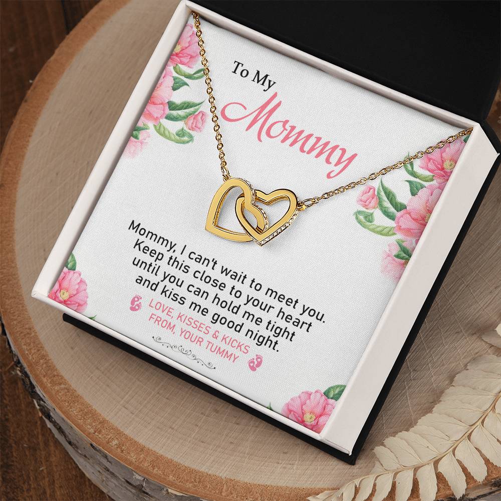 To My Mommy - From Your Tummy - Pregnancy Gift - Mother'S Day Gift - Luxury Necklace Interlocking Hearts Necklace