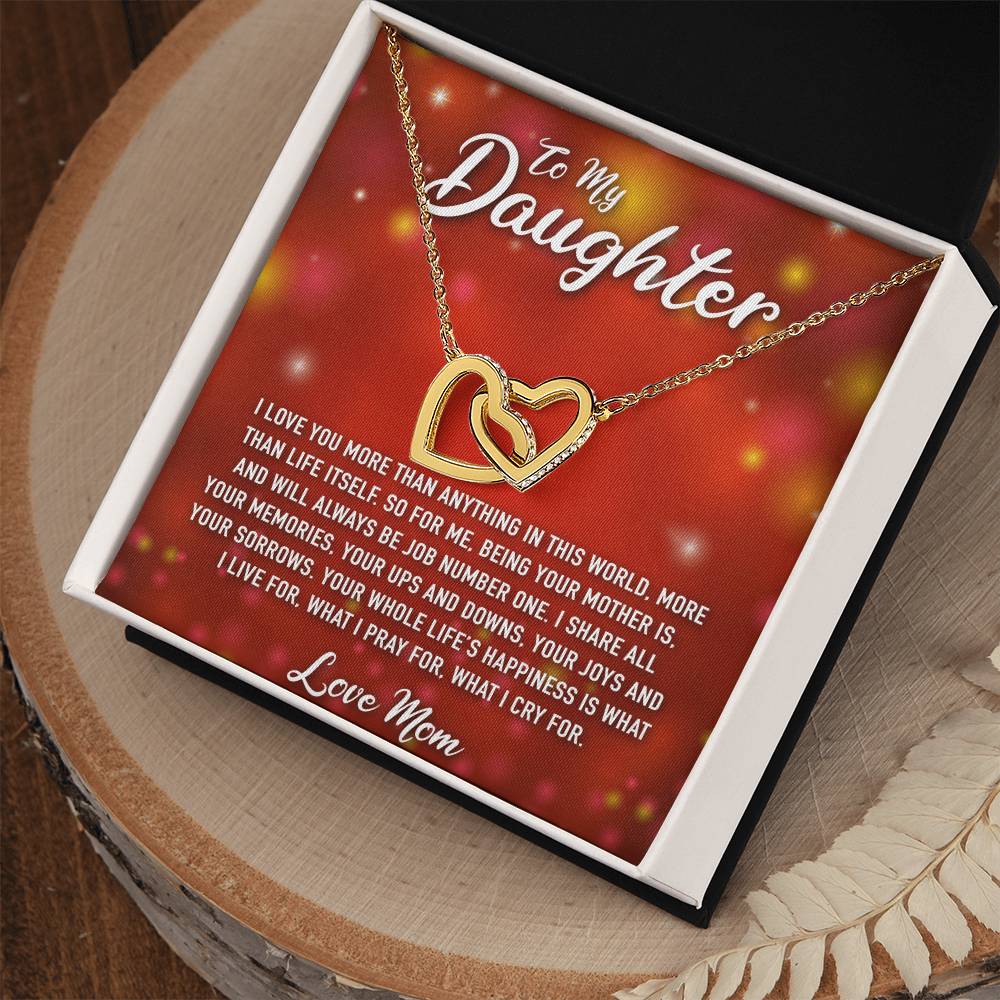 To My Daughter Interlocking Hearts Necklace
