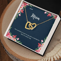 To My Mom Interlocking Necklace Floral Interlocking Hearts Necklace