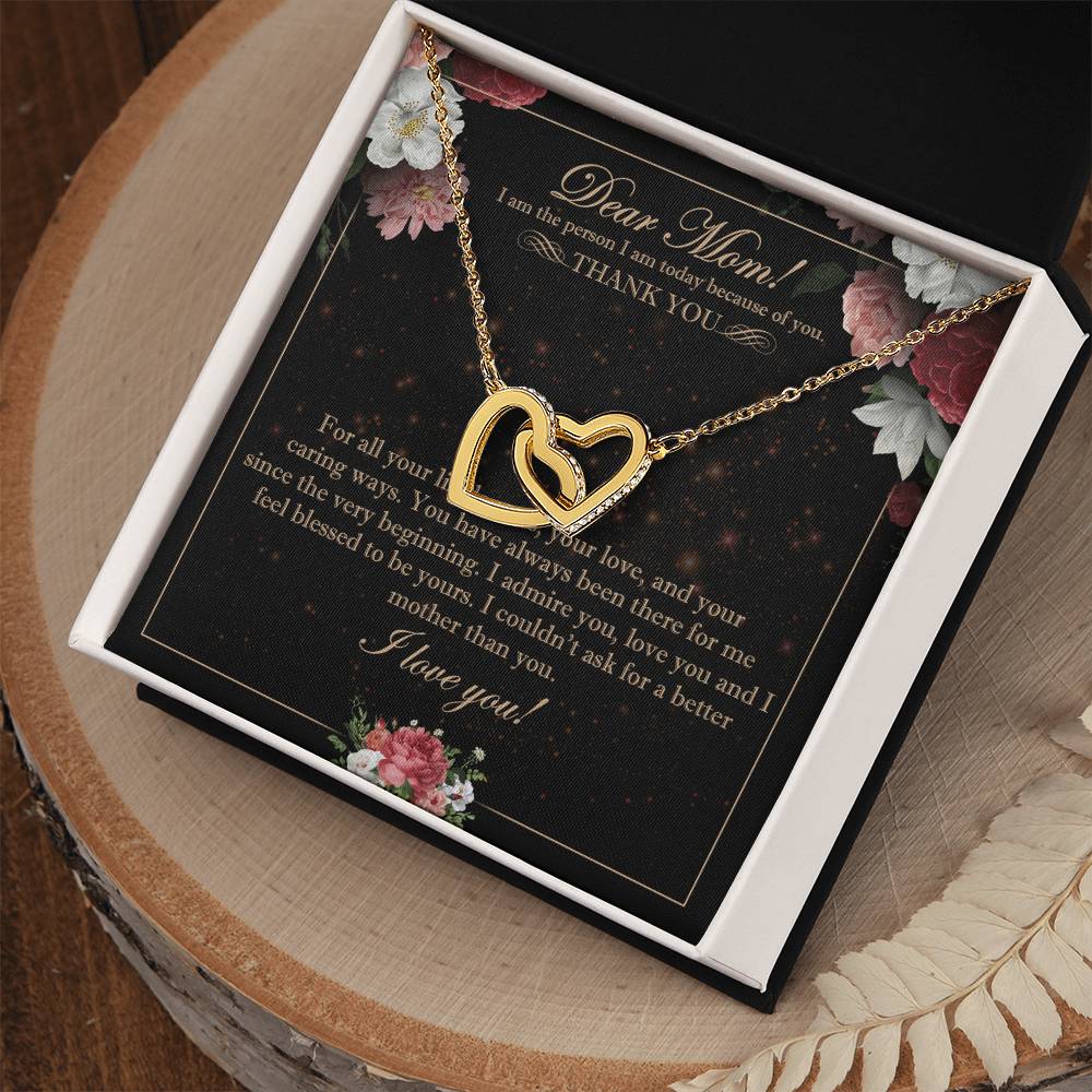 Dear Mom Interlocking Hearts Necklace Message Card