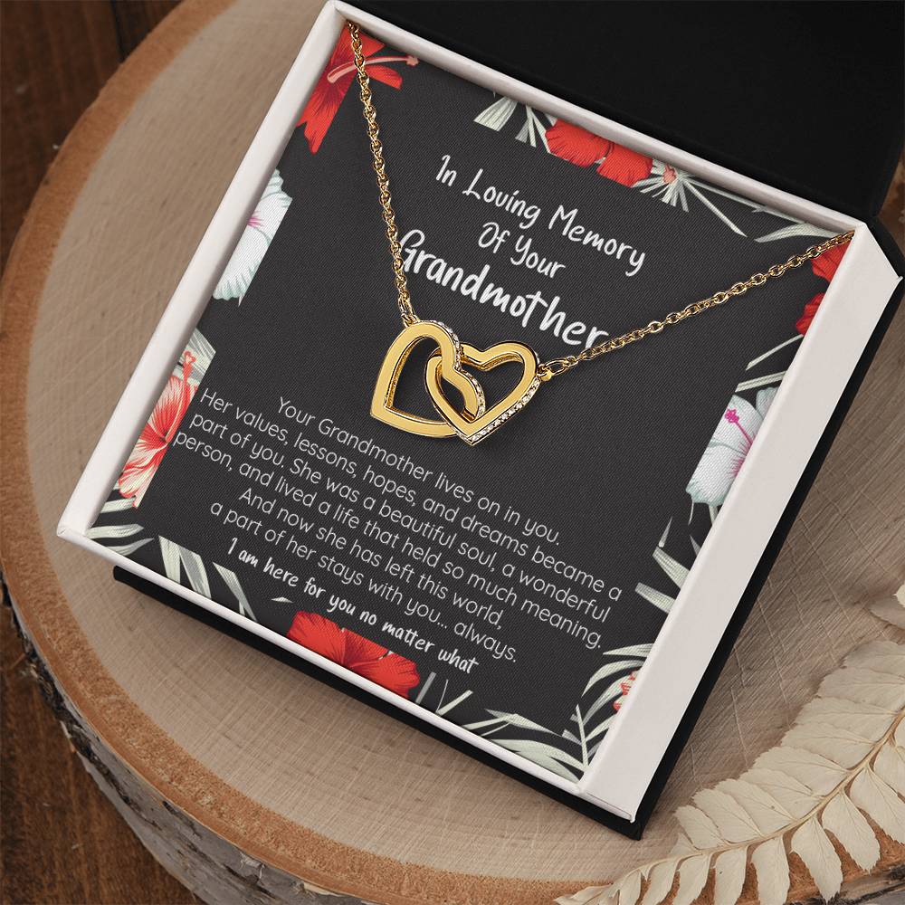 Loss Of Grandmother She Lives On In You Connected Hearts Forever Necklace Interlocking Hearts Necklace