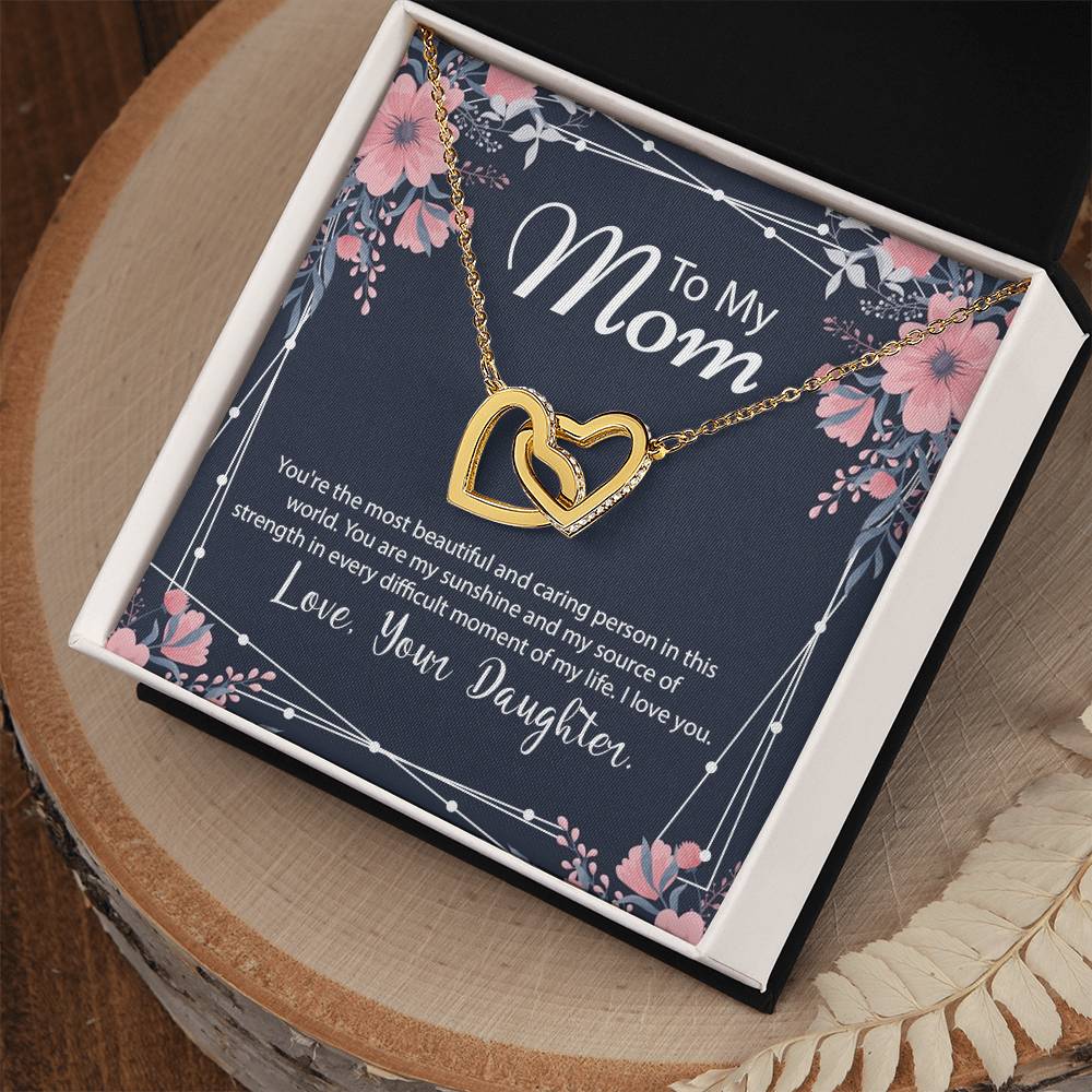 Beautiful Gift For Mom From Daughter Interlocking Hearts Necklace