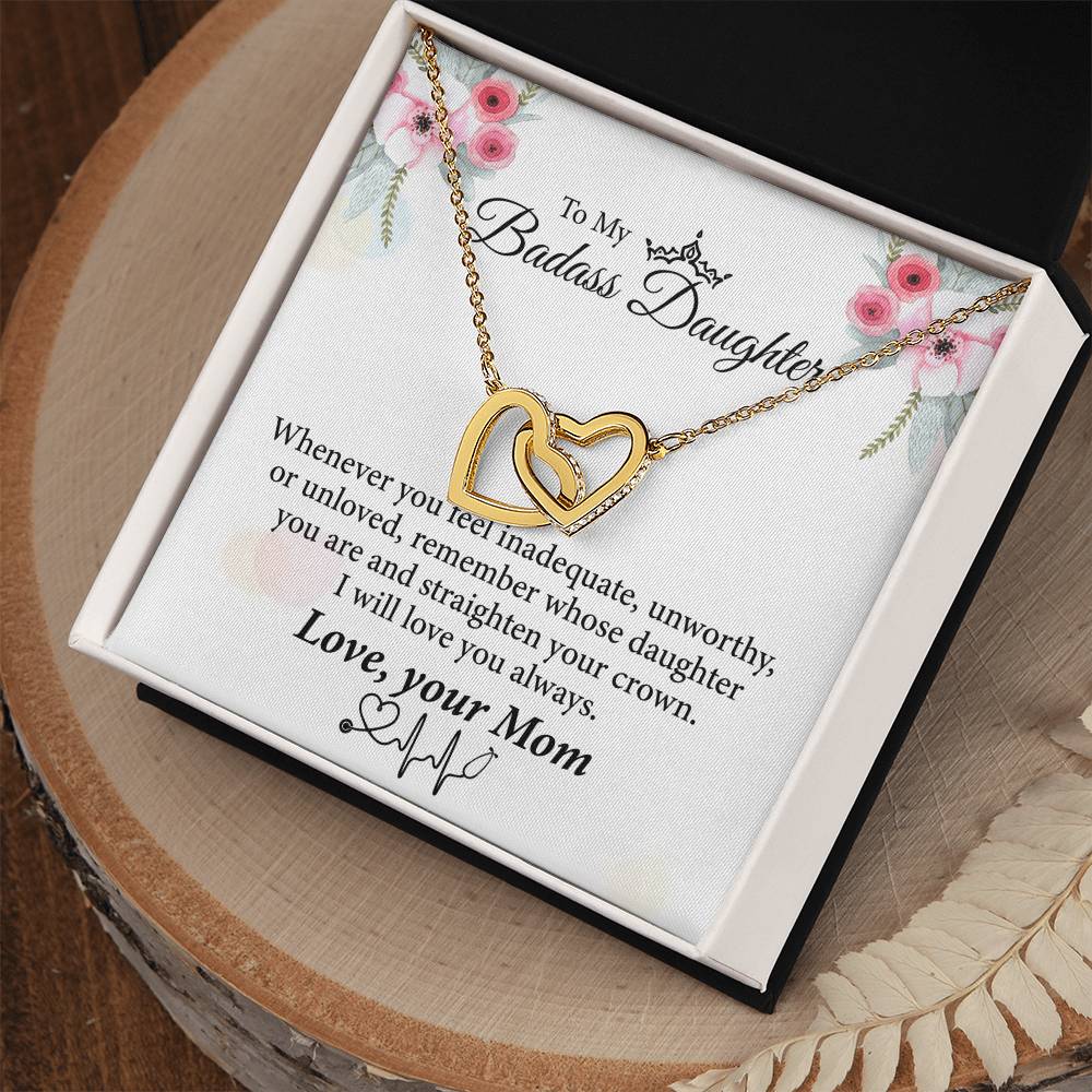 To My Badass Daughter Necklace From Mom👩‍⚕️ Interlocking Hearts Necklace