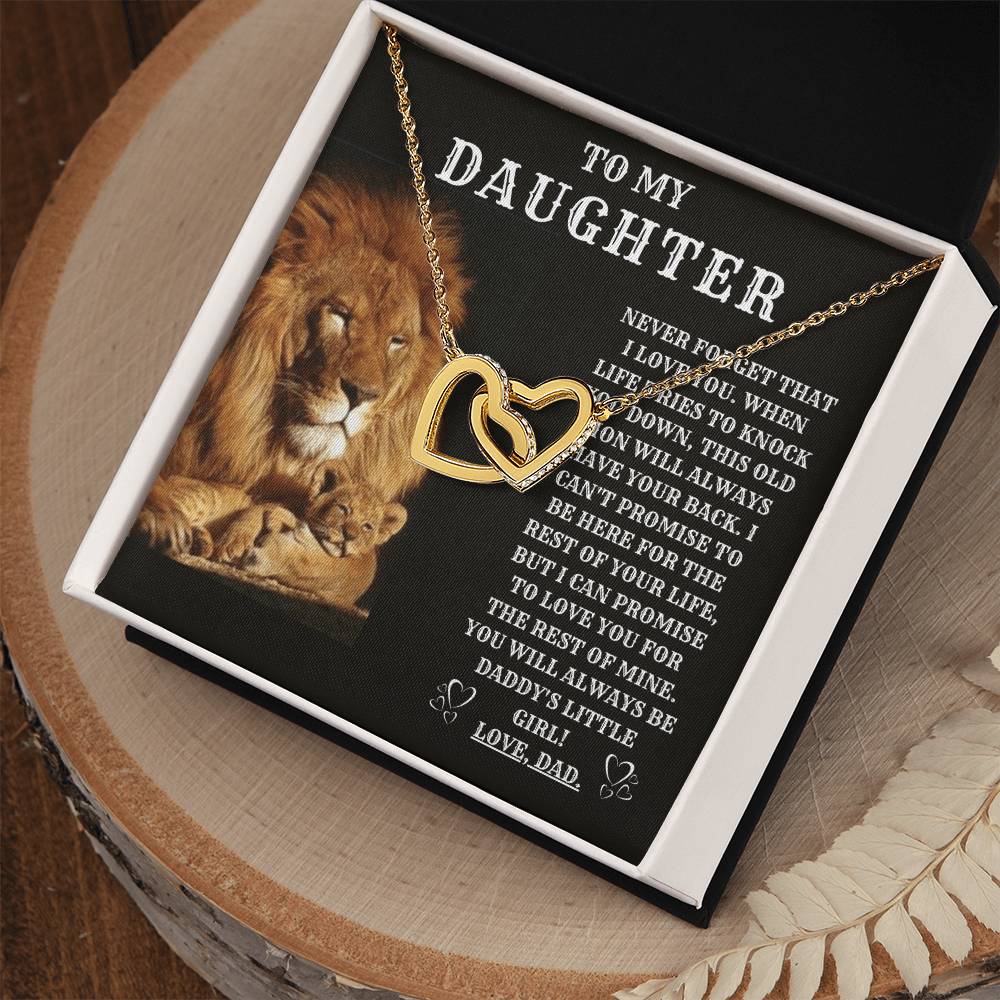 To My Daughter - Interlocking Hearts Necklace - From Dad