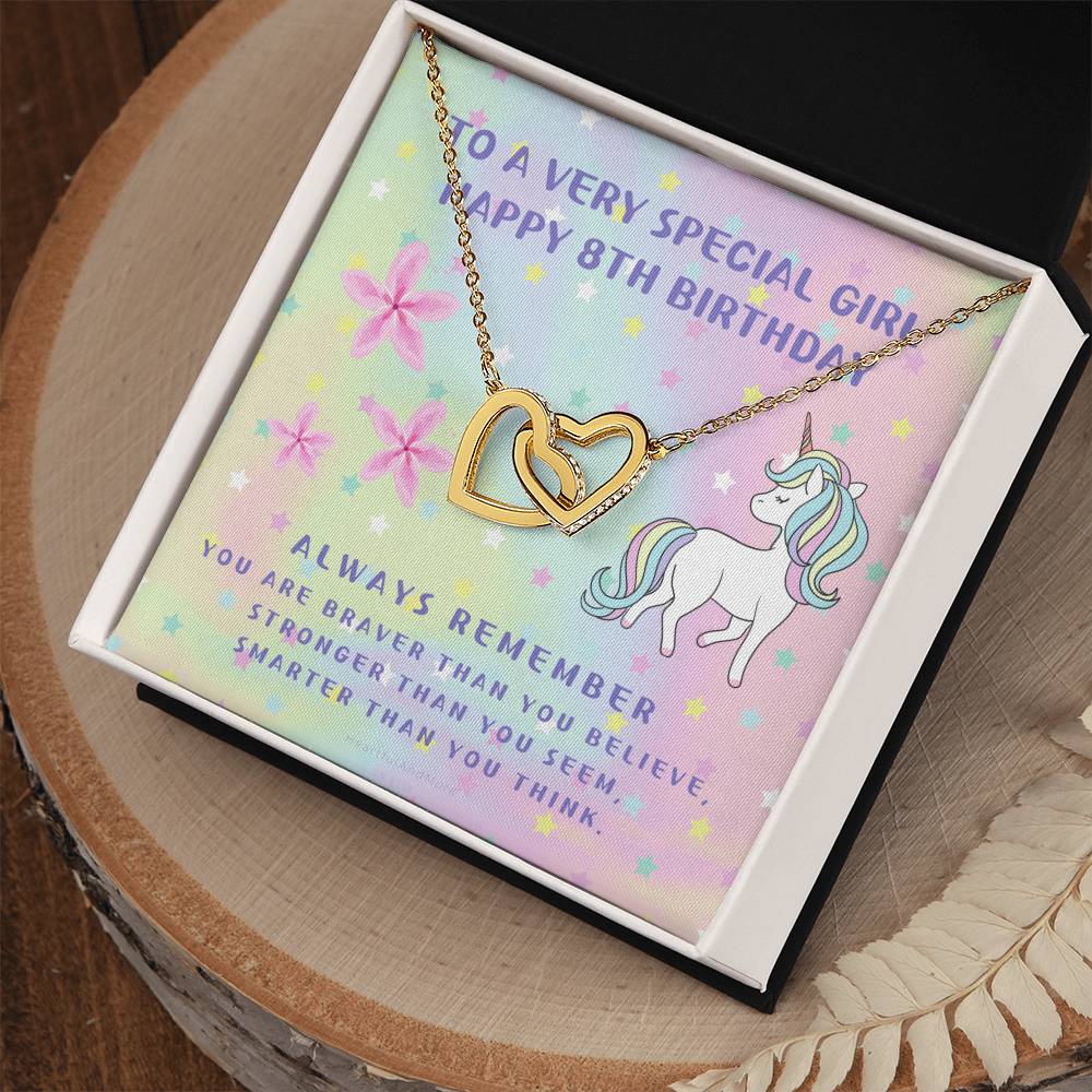 8Th Birthday Gift 8Th Birthday Necklace Gift Happy 8Th Birthday Gift Gift For 8 Year Birthday Girl Interlocking Hearts Necklace
