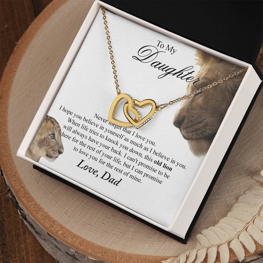 To My Daughter - Love Dad Interlocking Heart Interlocking Hearts Necklace