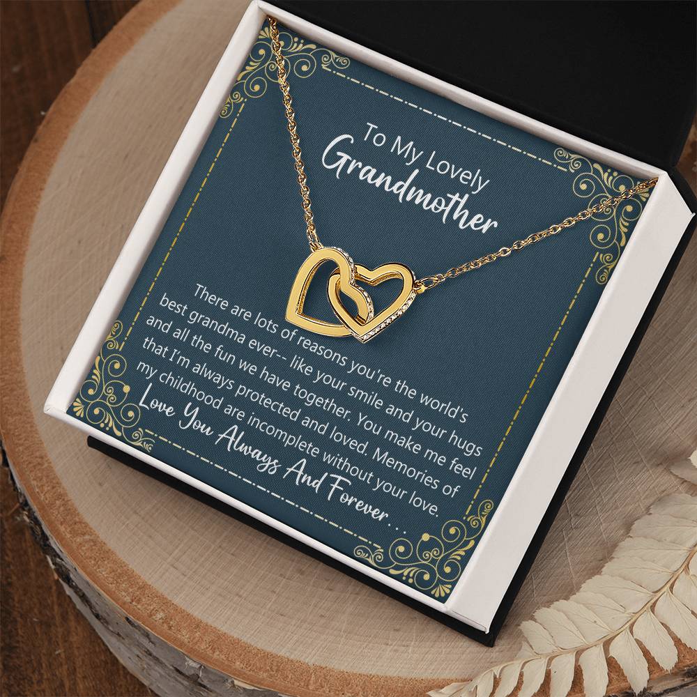 Grandmother Gift - My Childhood Is Incomplete Without You Necklace Interlocking Hearts Necklace