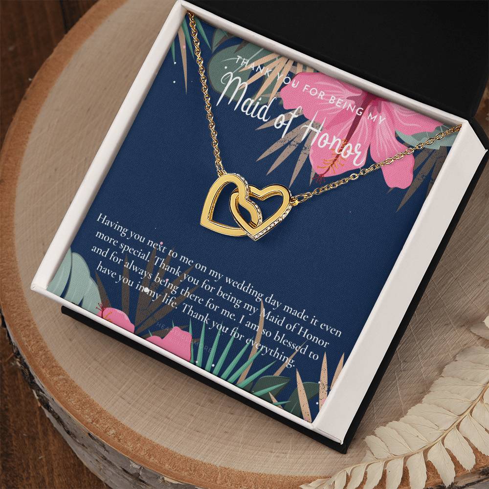 Maid Of Honor Thank You Gift From Bride Bridesmaid Gift Maid Of Honor Gift Necklace Matron Of Honor Gift Thank You Gift From Bride Interlocking Hearts Necklace