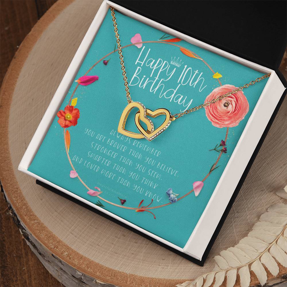 10Th Birthday Gift For Girl Birthday Gift For 10 Year Old Tenth Birthday Birthday Gift Little Girl Personalized Necklace Heart Necklace Interlocking Hearts Necklace