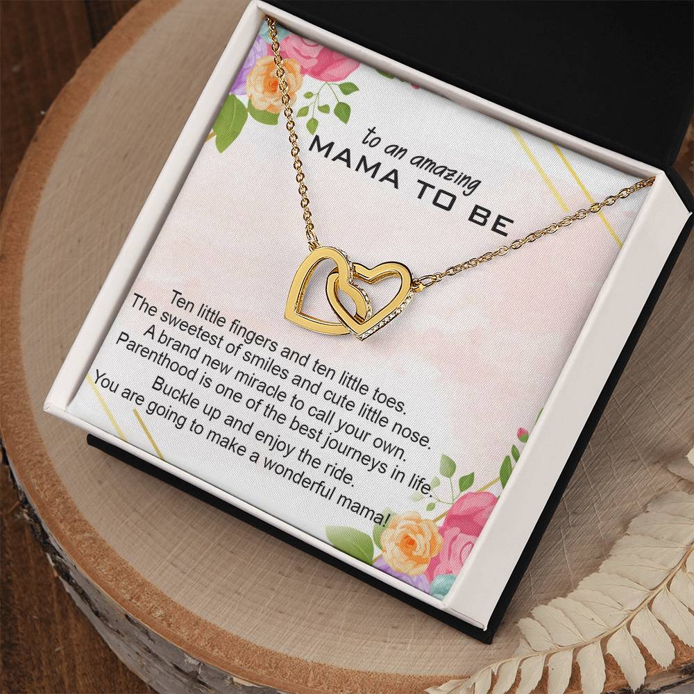 To An Amazing Mama To Be Necklace Gift Gift For First Time Mom Pregnancy Gift For Best Friend Mom To Be Interlocking Heart Necklace Interlocking Hearts Necklace