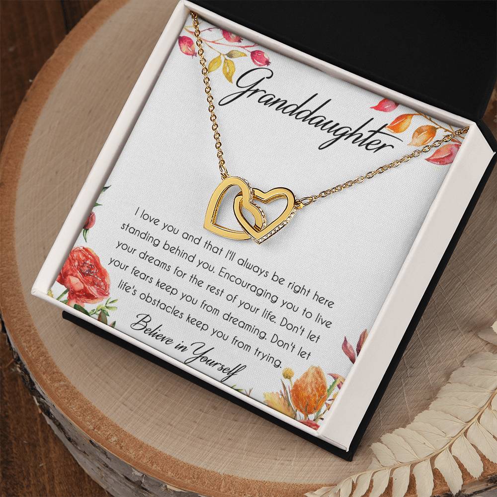 Granddaughter Interlocking Hearts Necklace Message Card