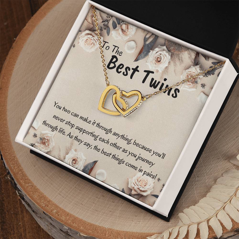 Best Twin Sister Gift Interlocking Hearts Necklace