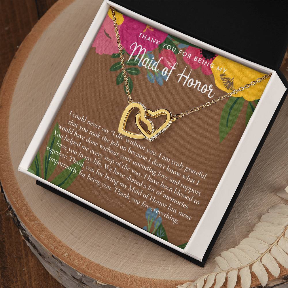 Maid Of Honor Thank You Gift From Bride Bridesmaid Gift Maid Of Honor Gift Necklace Matron Of Honor Gift Thank You Gift From Bride Interlocking Hearts Necklace