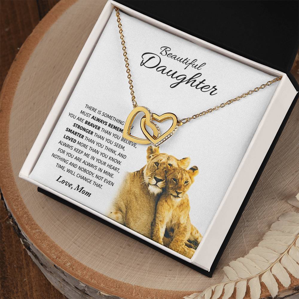 Beautiful Daughter - Love Gift For Daughters From Mom - Interlocking Hearts Necklace