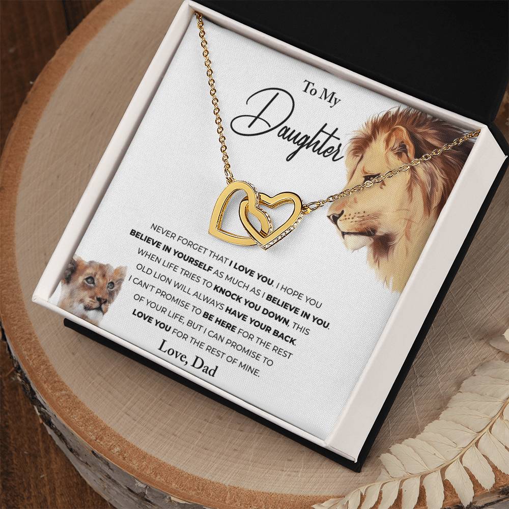 To My Daughter - This Old Lion - Hearts Necklace Interlocking Hearts Necklace