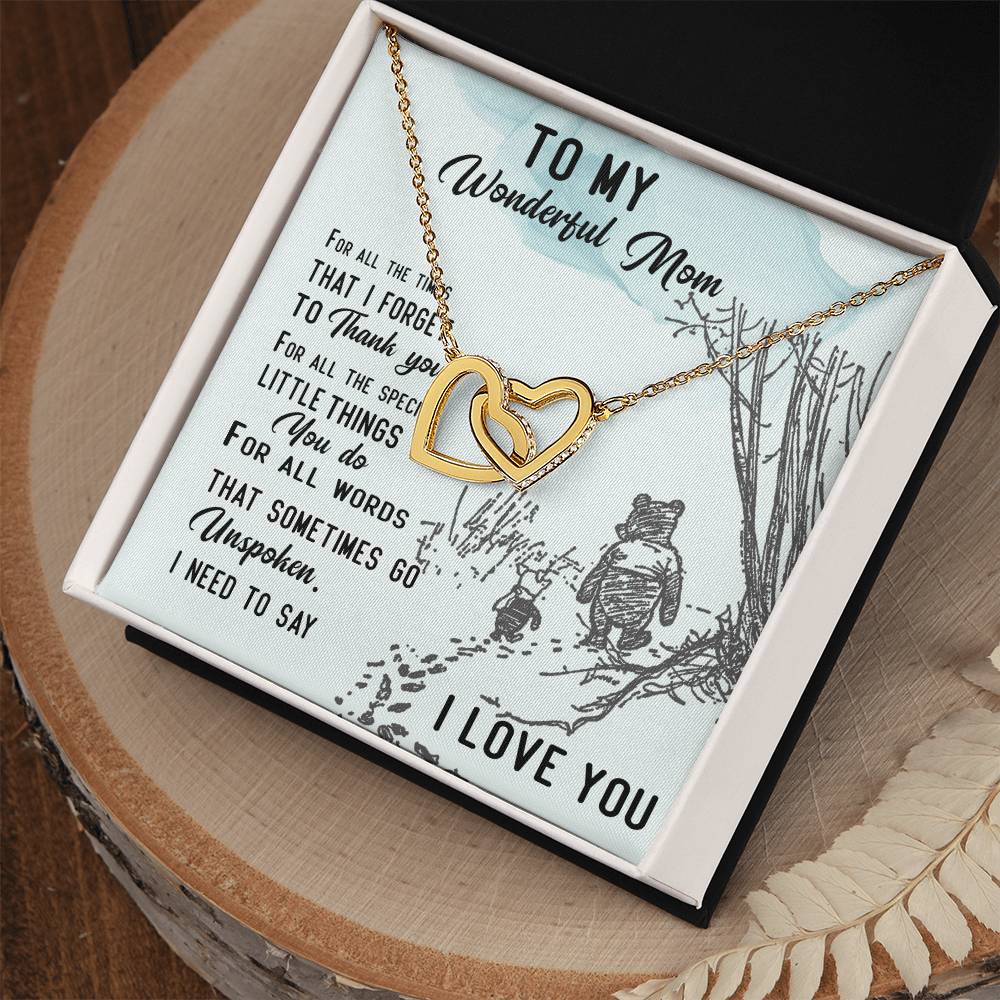 To My Wonderful Mom - Happy Mother'S Day Interlocking Hearts Necklace