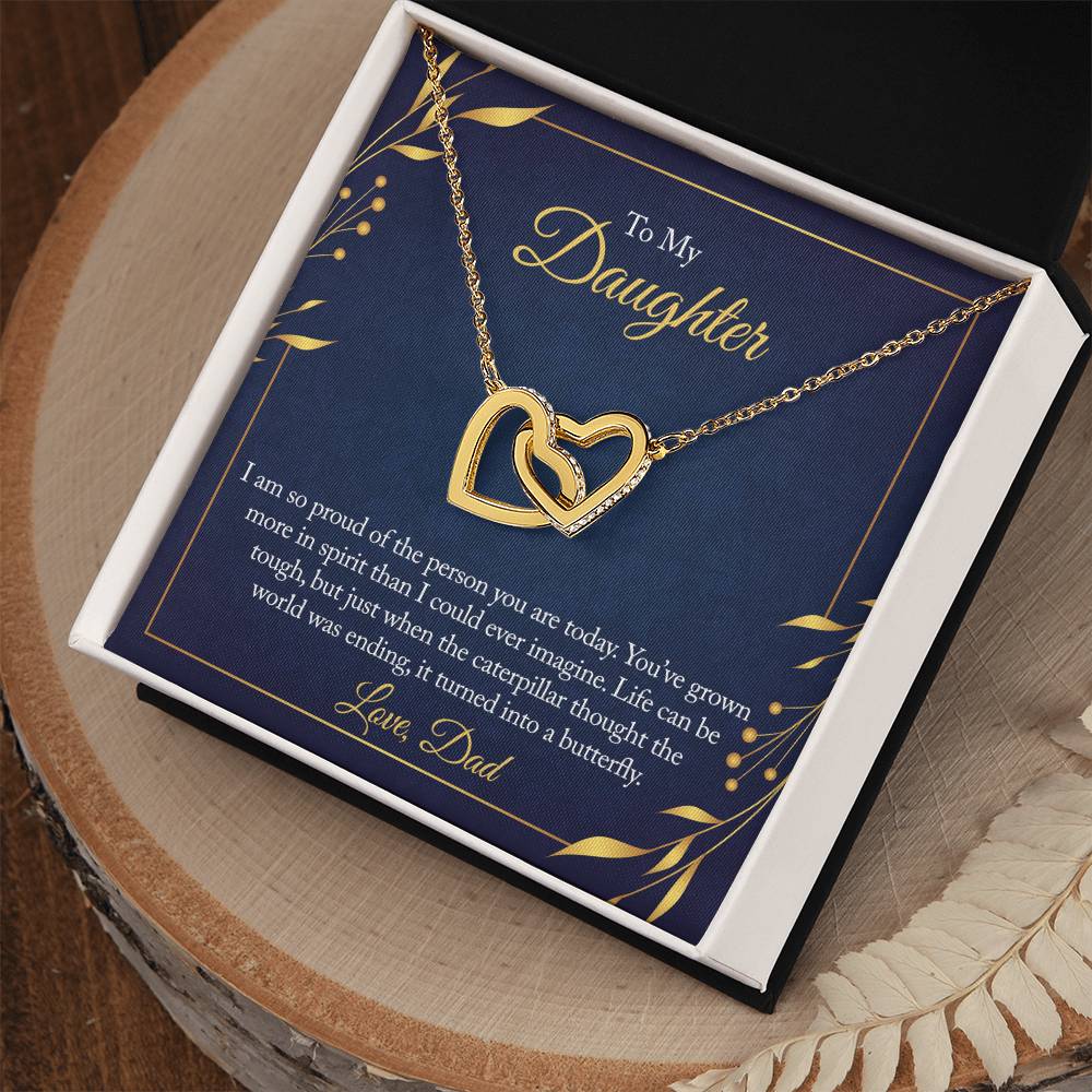To My Daughter - I Am So Proud Of The Person You Are Today - Necklace Interlocking Hearts Necklace