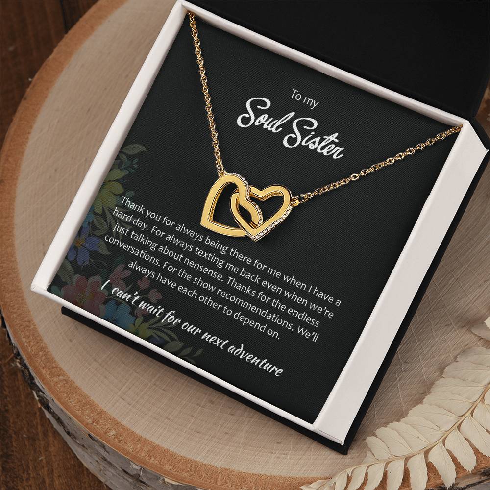 Soul Sister - Double Hearts Necklace Interlocking Hearts Necklace