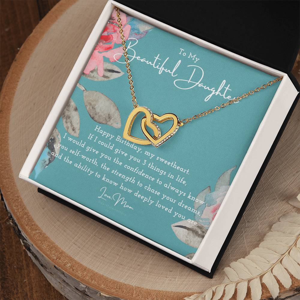To My Daughter Daughter Necklace Anniversary Gift For Daughter Daughter Gift Gift For Daughter Birthday Gift Daughter Birthday Necklace Gift With Message Card Interlocking Hearts Necklace
