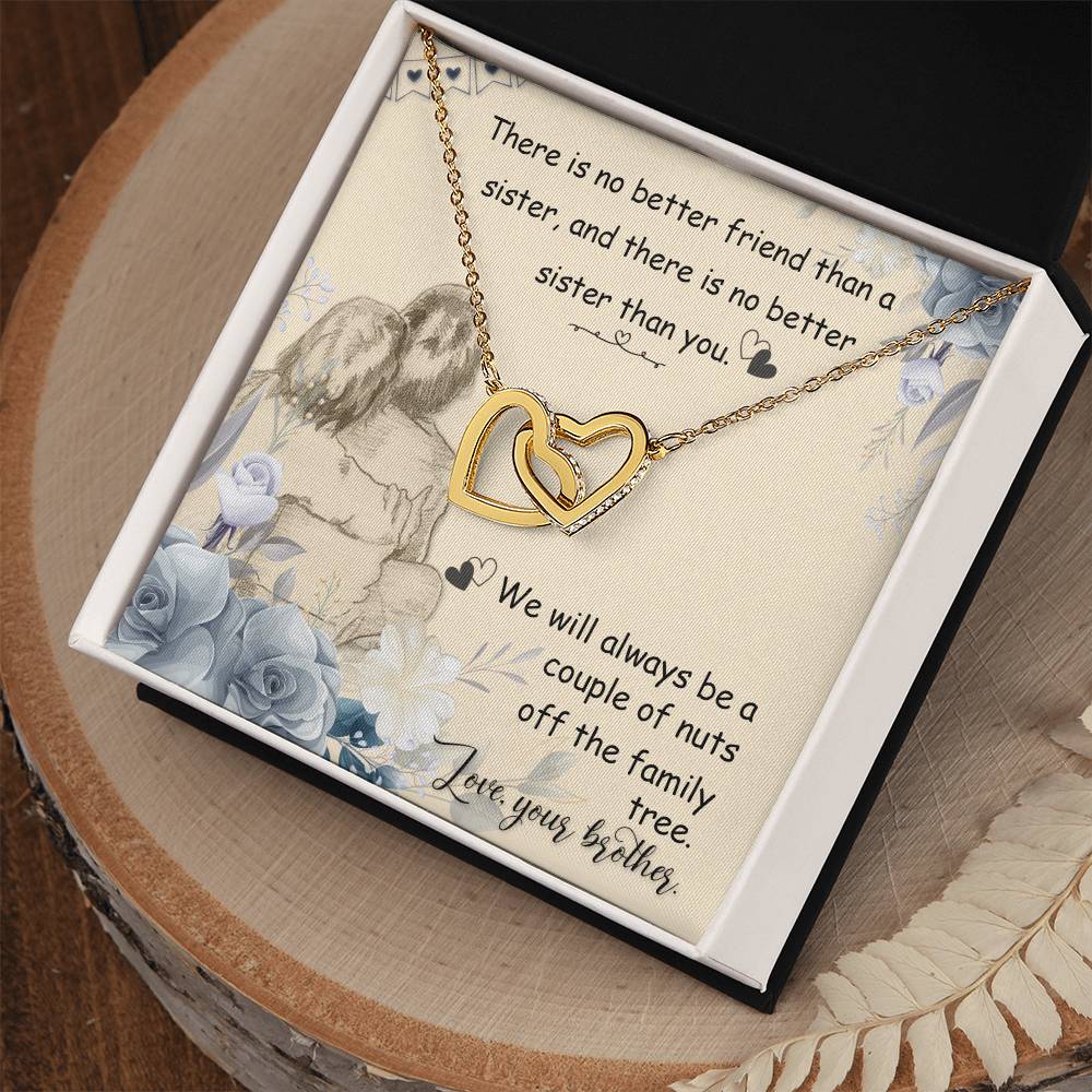 My Little Sister Two Hearts Necklace Loving Sister Gift Chain Funny Sister Present Interlocking Hearts Necklace