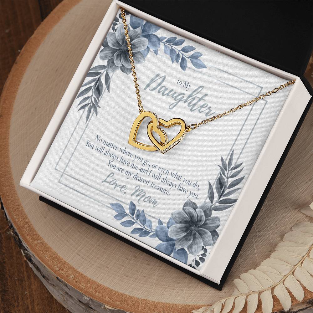 Dearest Treasure Mom To Daughter Gift Interlocking Hearts Necklace