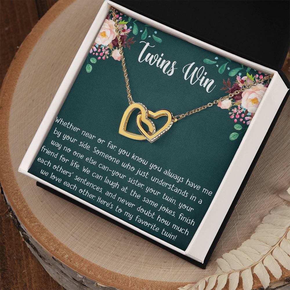 My Twin Interlocking Hearts Necklace - Perfect Gift For Your Twin Sister Twin Girl Show Your Twin Love With The Best Present
