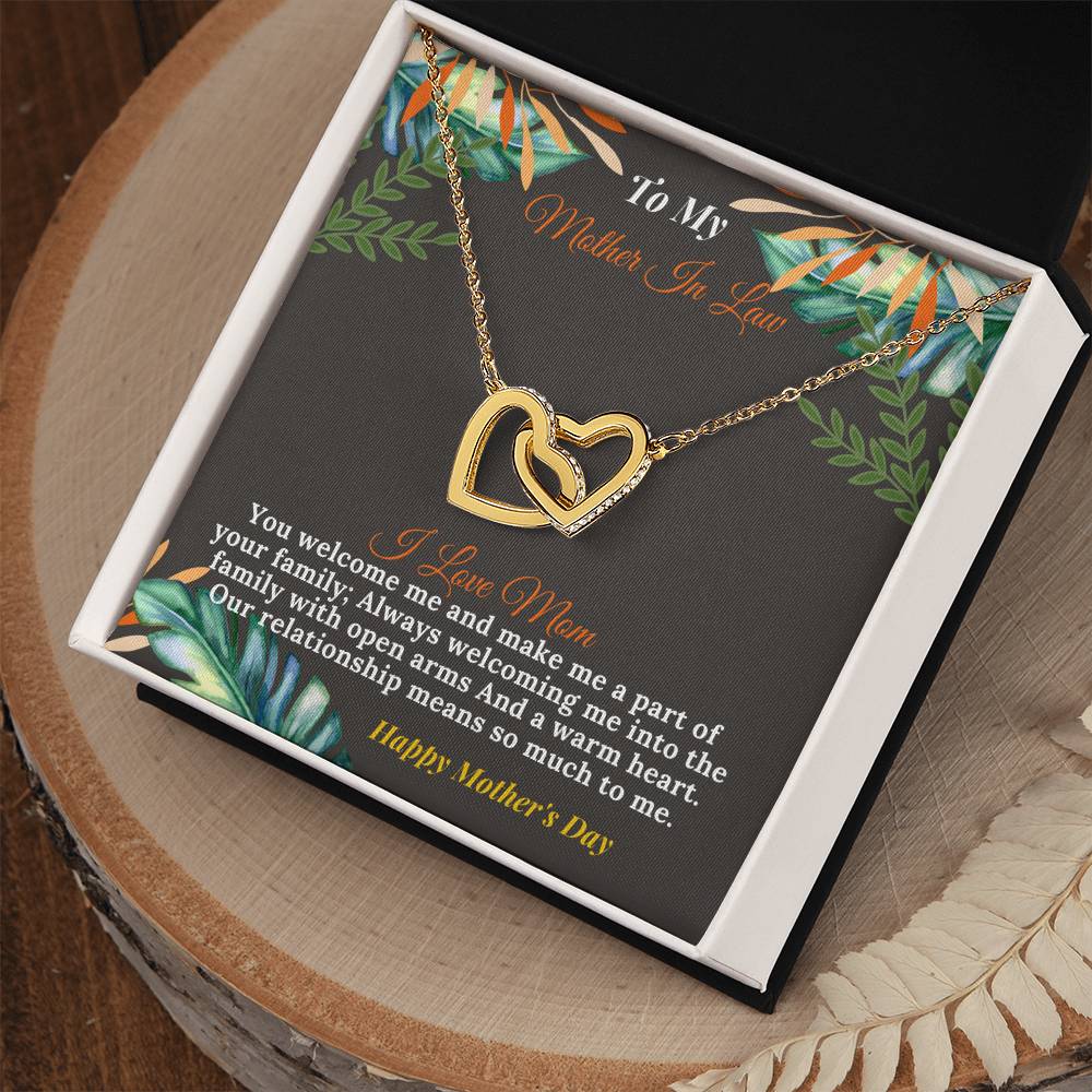 To My Loving Mother In Law-Happy Mother'S Day Interlocking Hearts Necklace