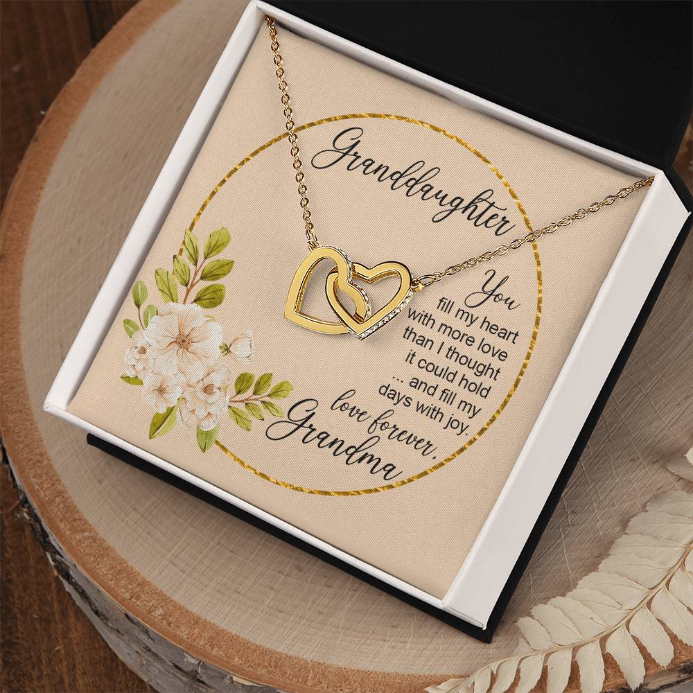 To Granddaughter From Grandmother You Fill My Days With Joy Heart Necklace Birthday Gift From Grandma Interlocking Hearts Necklace