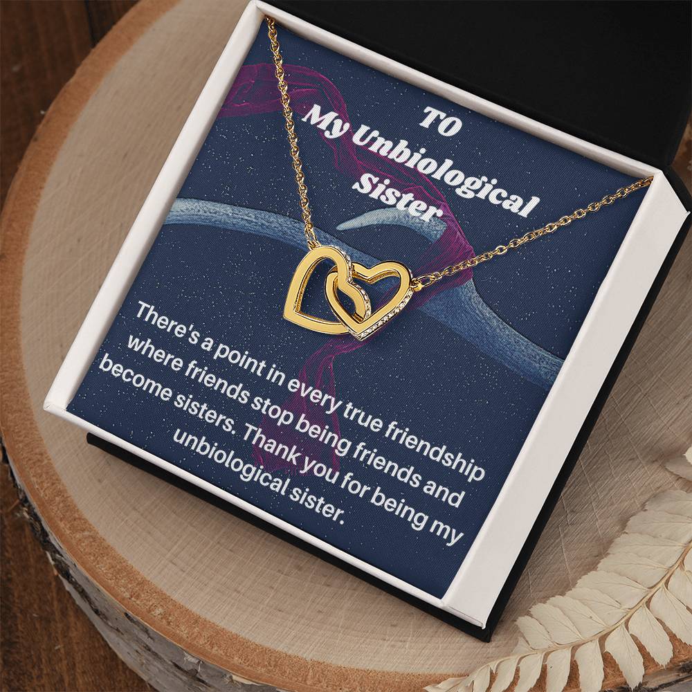 Unbiological Sister Gift Best Friend Necklace Big Little Sorority Soul Sister Bridesmaid Gift 14Kt Gold Filled Interlocking Hearts Necklace