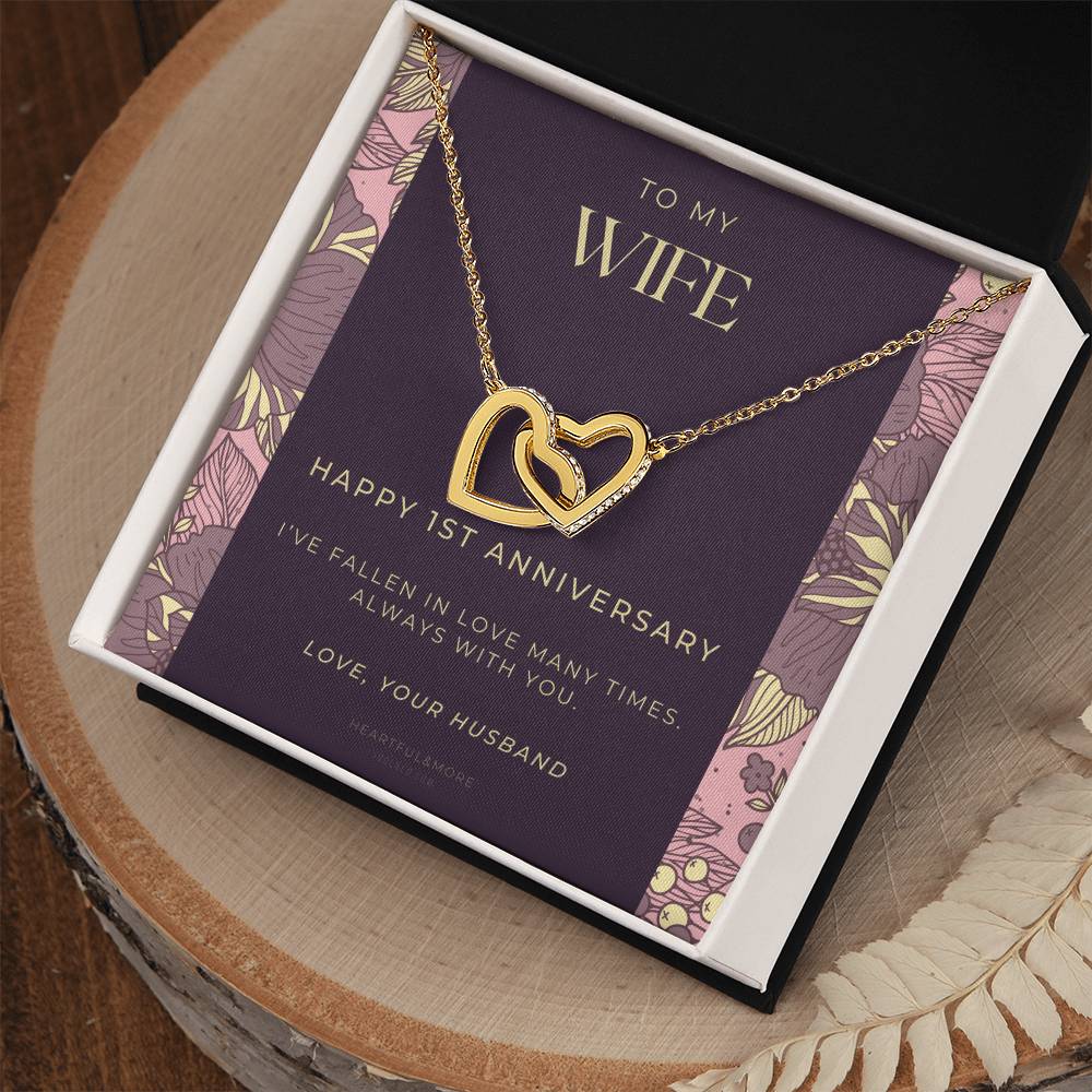 1 Year Anniversary Gift For Wife 1 Year Anniversary Gifts 1 Year Wedding Anniversary Gift Ideas 1St Wedding Anniversary Gift For Her Interlocking Hearts Necklace
