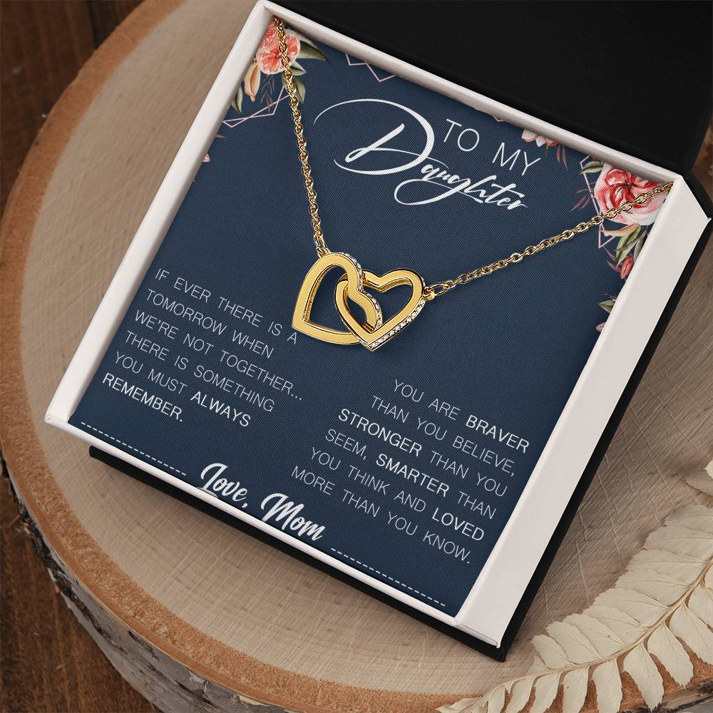 To My Daughter Interlocking Hearts Necklace Message Card