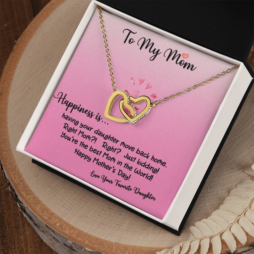 To My Mom Happiness Is Daughter Ilh Necklace Interlocking Hearts Necklace
