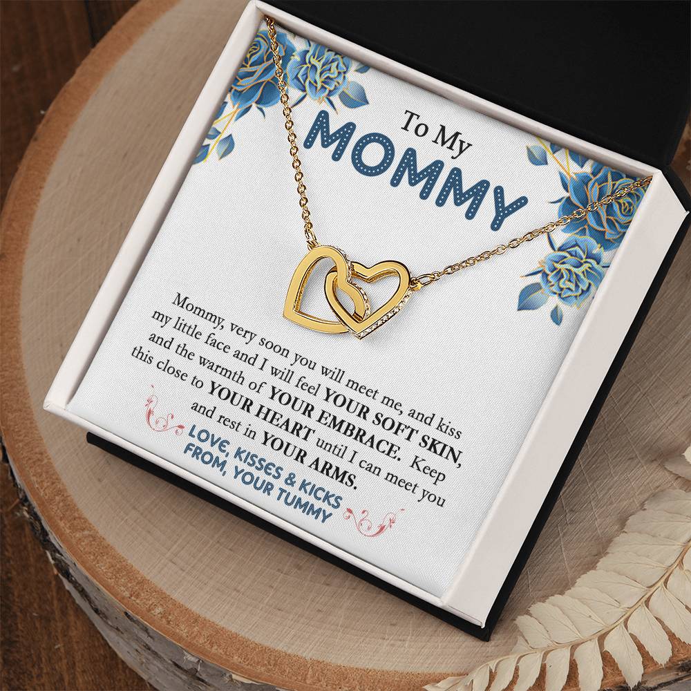 To My Mommy - From Your Tummy - Pregnancy Gift - Mother'S Day Gift - Luxury Necklace Interlocking Hearts Necklace